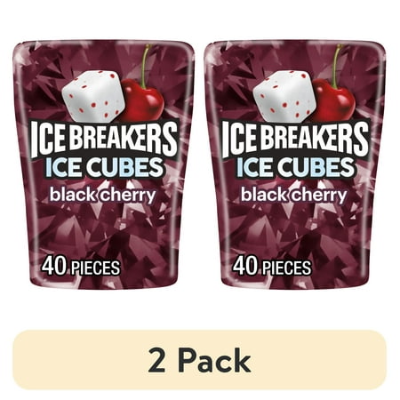 (2 pack) Ice Breakers Ice Cubes Black Cherry Sugar Free Chewing Gum, Bottle 3.24 oz, 40 Pieces