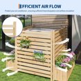 thumbnail image 2 of Weather-Resistant Freestanding Wooden Privacy Fence Planter Box - 2-Panel Outdoor Screen for AC Unit, Trash Can, Pool Equipment - Decorative Garden Solution - Includes Two Flower Pots and One Mesh, 2 of 8