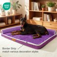 thumbnail image 4 of Exclusivo Mezcla Extra Large Orthopedic Dog Bed, Luxury Striped Jacquard Pet Bed Sofa 56"x40", Waterproof and Washable, Purple, 4 of 10