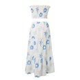 thumbnail image 4 of WILLBEST Drop Waist Dress Women Women's Two Piece Pattern Print Outfits Off Shoulder Ruched Bandeau Tube Tops Long Flowy A Line Skirt Boho Set, 4 of 7