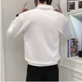 thumbnail image 5 of Camiseta polo formal a cuadros para hombre, ropa de hombre con rombos, sudaderas de negocios, color blanco, talla XXL, diseño Y2k, manga larga, citas, 5 of 5