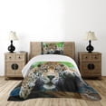 thumbnail image 4 of Ambesonne Jungle Quilted Bedspread Set 2 Pcs, Jaguar Wildcat Feline, Twin Size, Orange Black Green, 4 of 5