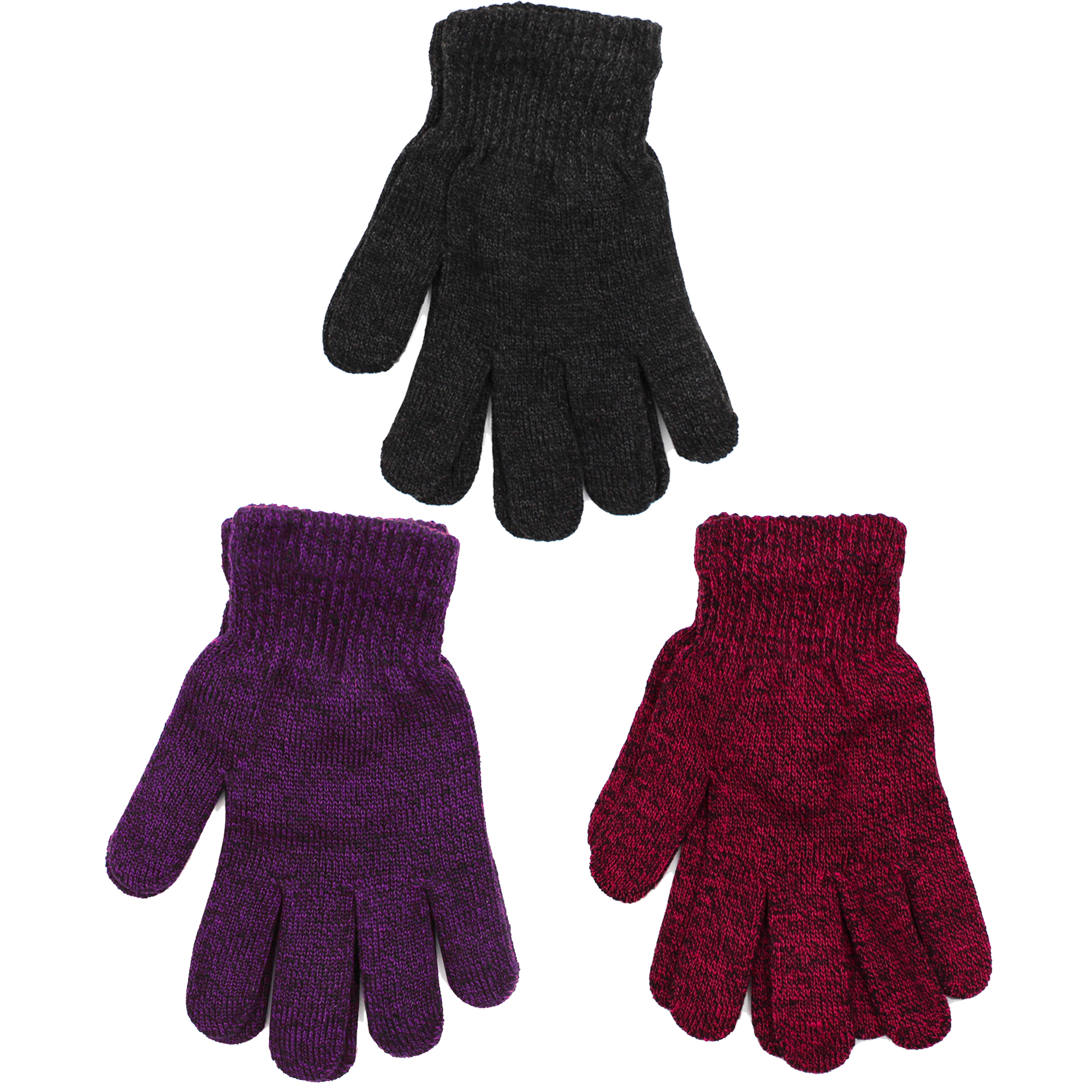 Pair of Womens Winter Knit Gloves Warm Soft Stretch Full Finger Mittens