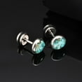 thumbnail image 4 of Vnox Stainless Steel Turquoise Epoxy Round Stud Earrings for Men, Black/Gold/Steel Color, Screw Thread Post, Casual Trendy Design, 4 of 7