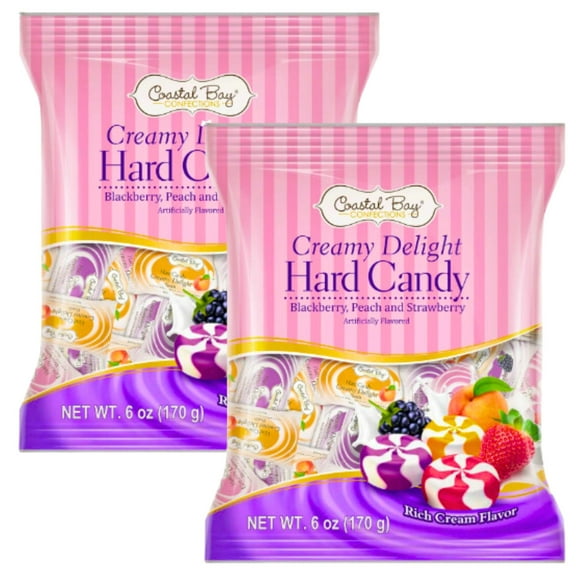 Coastal Bay Creamy Delight Hard Candies, 6Oz per Bag Party Favors Basket Bowl Goodies Stocking Stuffer Sweet Dessert Bars Individually Wrapped Halloween Thanksgiving Wedding Birthday Parties Pack of 2