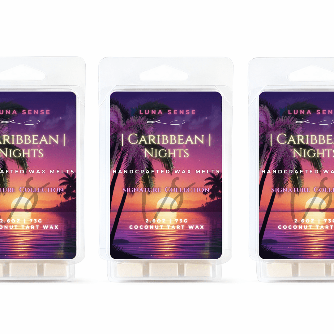 Luna Sense Caribbean Nights Wax Melts, Warm Amber & Smooth Musk Scent, 18 Cubes, 3-Pack