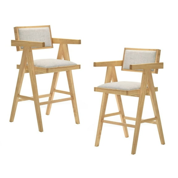 Modrest Fern - Modern Natural and Beige Counter Stool Set of 2