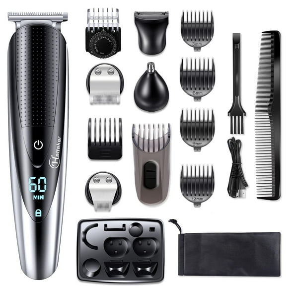 Kit de aseo Hatteker, cortapelos para hombre, recortadora de barba, 5 en 1