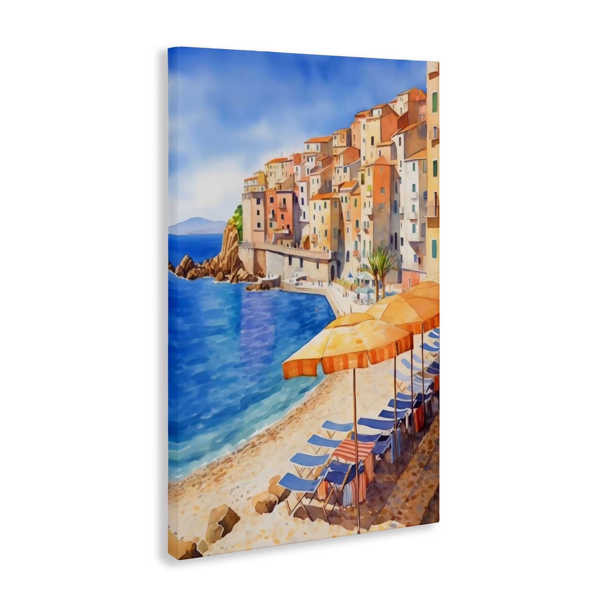 Stupell Industries Beach Lounging on Mediterranean Shore Canvas Wall Art, design by Creative Studio