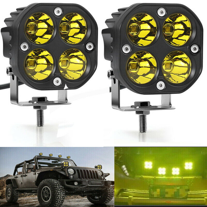 3E LED Yellow Driving Fog Lights 2Pcs 3Inch 40W Waterproof Driving OffRoad Work Lamps For Wrangler Offroad 4X4 Auto Car Jeep Truck ATV UTV Boat Motorcycle bait 