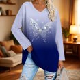 thumbnail image 6 of SETOOFF Plus Size Women Gradient Butterfly Print V‑Neck Long Sleeve Tunic Top, Drop‑Shoulder Loose‑Fit Casual Pullover Shirt, 6 of 6