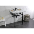 thumbnail image 4 of Kingston Brass LMS30MBSQ0 Pemberton 30" Carrara Marble Console Sink with Brass Legs (8-Inch, 3-Hole), Carrara Marble White/Matte Black, 4 of 8
