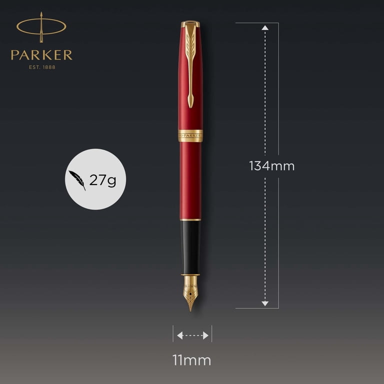 Parker Sonnet Fountain Pen | Red Lacquer with Gold Trim | Medium