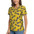 thumbnail image 5 of Yiaed Summer Pineapple Print Women's T Shirt V-Neck Short Sleeve Shirt Casual Breathable Tee Summer Tops-Medium, 5 of 5