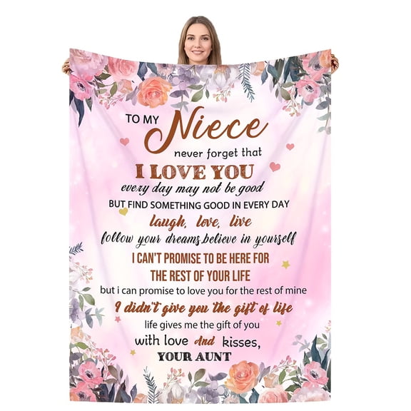 Letter To My Niece Printed Flannel Blanket Soft And Comfortable Blanket, Travel Sofa Bed, Office Home Decoration, Birthday Gift Blanket, For Boys, Girls, Adults, All Seasons Available