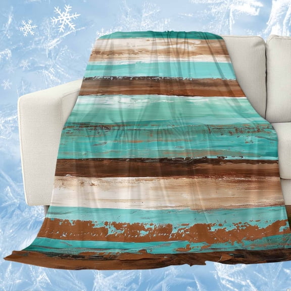 Turquoise Brown Cooling Blanket, Lightweight Breathable Summer Throw Blanket with Double Sided Cold Effect,Watercolor Modern Abstract Striped Picnic Beach Blankets Bed Sheet for Hot Sleepers 30"x40"