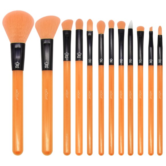 Kit De Neón Moda De 12 Piezas - Incluye Cepillos Para Rostro Y Ojos (Naranja)
