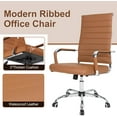 thumbnail image 3 of Okeysen Office Desk Chair, Ergonomic Leather Modern Conference Room Chairs, Executive Ribbed Height Adjustable Swivel Rolling Chair for Home Office, 3 of 8