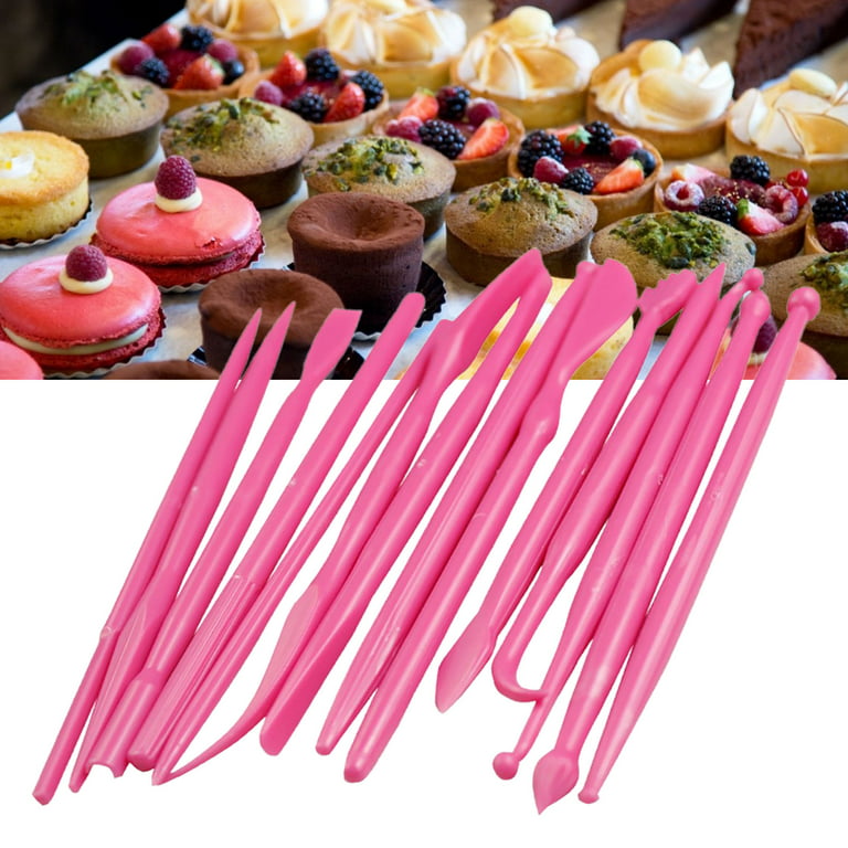 NUZYZ 14 Pcs Cake Fondant Tools Food Grade Easy to Clean Plastic Fondant  and Gum Paste Tool Set 