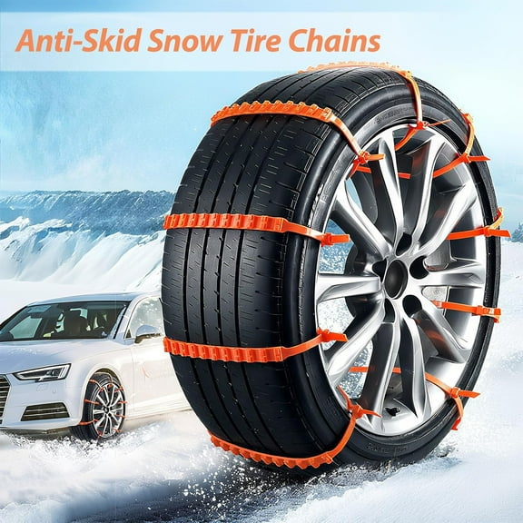 10pcs Universal Anti-Skid Snow Tire Chains, Emergency Traction Cables for Cars SUVs Trucks, Reusable Winter Safety Chains for Snow Ice Mud, 15cm Tires