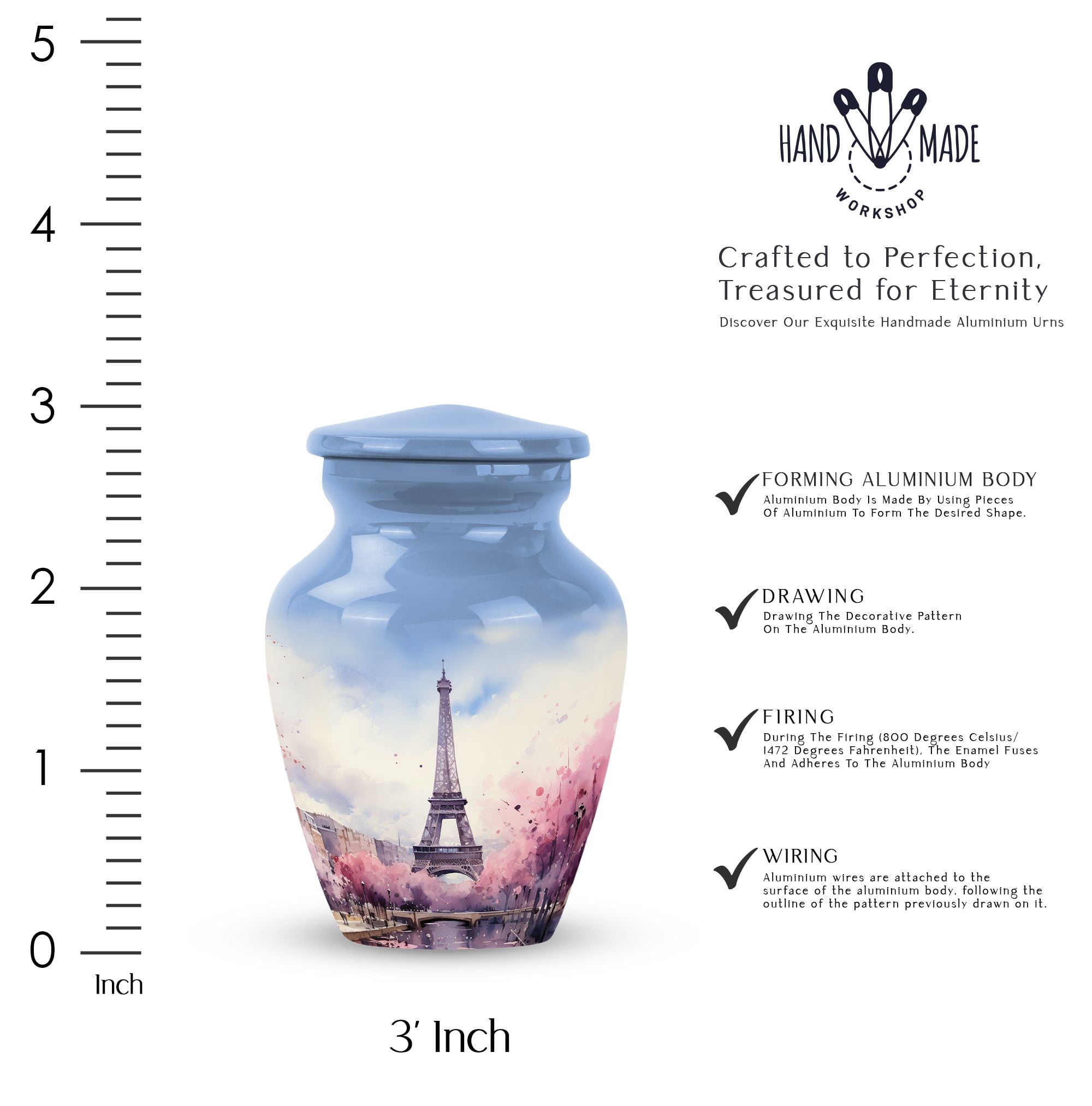 Eiffel Tower Oil Painting Adult Female & Male - Cremation Urns For Ashes For Women & Men - Decorative Urns For Ashes - Keepsake Urns For Human Ashes (Size - 3Inch, 1Pcs)