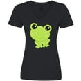 thumbnail image 3 of Inktastic Cute Frog, Little Frog, Baby Frog, Green Frog Women's V-Neck T-Shirt, 3 of 5