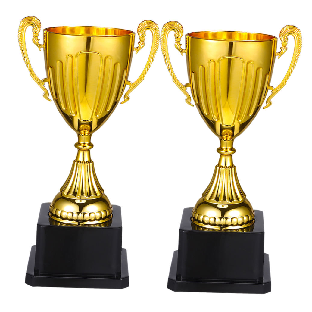 YOSADIER 2Set Elegant Gold Design Trophy Cup in Plastic for Teams and Celebrations during Sports Events for Fan Gear