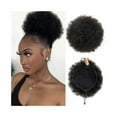 thumbnail image 1 of Afro Puff Bun Hair Piece 4 6 8 Inch Kinky Curly Human Hair Drawstring Ponytail Hair Extensions, 1 of 6