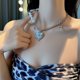 thumbnail image 2 of Collar fresco y dulce para mujer, diseño de nicho de verano, costura de perlas de amor, cadena cruzada de clavícula con piedras preciosas, joyería de moda femenina, 2 of 5