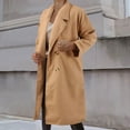 thumbnail image 2 of Women's Winter Wool Mid Length Coat Notched Lapel Buttoned Trench Coat Coat, 2 of 6