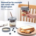 thumbnail image 3 of 2 glass overnight oats jars with lids and spoons for milk, cereal, fruit storage Mason overnight oats jars (350ml), 3 of 4