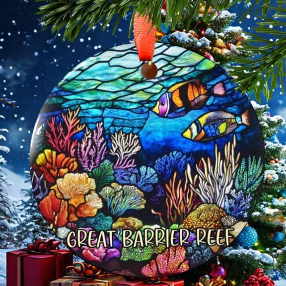 Great Barrier Reef Christmas Ornament, Ceramic, Acrylic - City Travel Souvenir, Tree Hanging, Vacation Keepsake 2025, Gift for Explorers, Collectible, Holiday Tree Decoration