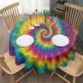 thumbnail image 3 of Rainbow Tie Dye Mandala Pattern Round Tablecloth 60"x60",Wrinkle Wipeable Table Cloth for Kitchen Dining Room Picnic Patio Party, 3 of 6