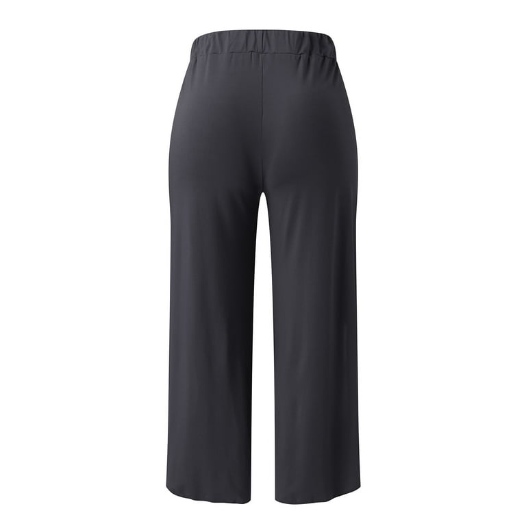 HBFAGFB Women's Pants Side Slit High Stretch Wide Leg Casual Exercise Yoga  Pants Black Size XL 