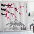 thumbnail image 1 of Ambesonne Japanese Shower Curtain, Fujiyama Cherry Blossoms, 69"Wx84"L, Grey Black and Pink, 1 of 3