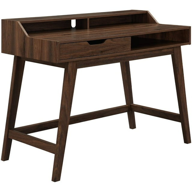Bureau d'Ordinateur Moderne avec 1 Tiroir en Noyer Foncé
