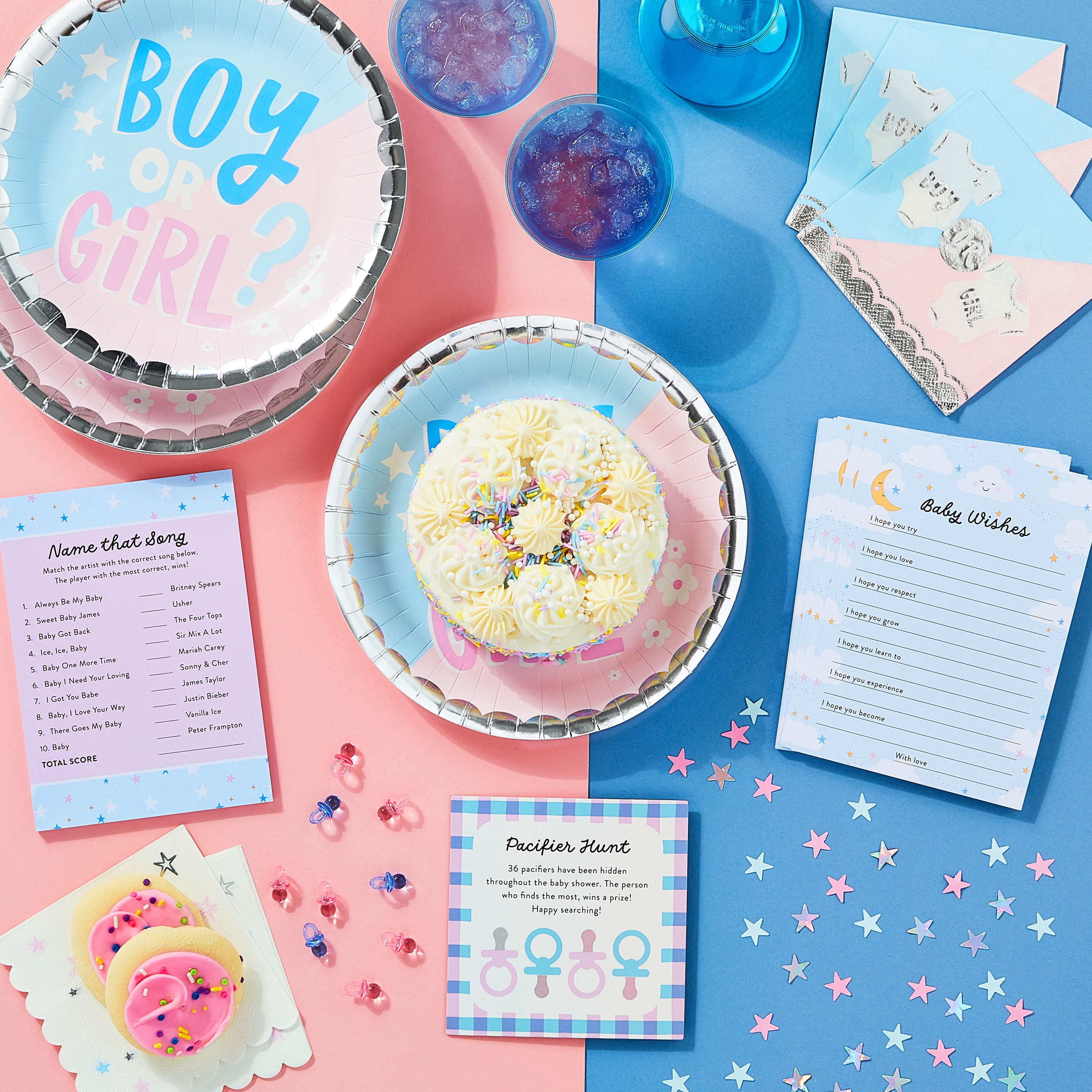 6.5" x 6.5" Disposable Gender Reveal Paper Napkins, 16 Count, by Way To Celebrate