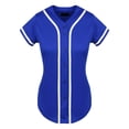 thumbnail image 2 of Baseball Women Summer Short Sleeve Button Down V Neck Plain T Shirts Hop Softball Sports Active Tee, 2 of 6