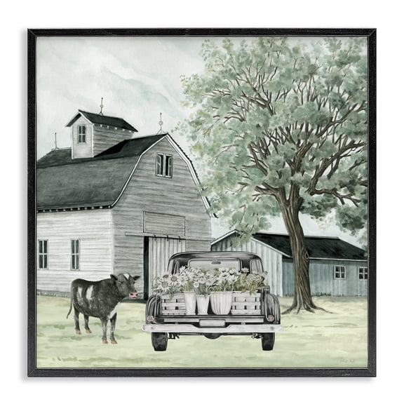 Stupell Industries Buttercup's Flowers on Farm Black Framed Giclee Art, design by Cindy Jacobs