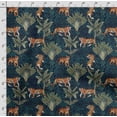 thumbnail image 4 of Soimoi Animals Printed, Cotton Satin Spandex, Sewing Fabric by The Yard 54 Inch Wide, Decorative Fabric for Dresses and Home Accents, Teal Blue, 4 of 5