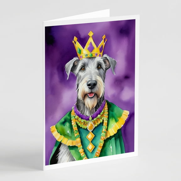 Irish Wolfhound King of Mardi Gras Greeting Cards Pack of 8 7 in x 5 in