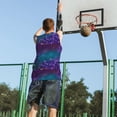 thumbnail image 5 of Xecao Purple and Green Glitter print basketball shirt for both men and women, a unisex basketball jersey perfect for theme parties-Small, 5 of 6