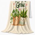 thumbnail image 2 of Thanks for helping me grow potted plants hearts cream Flannel Blanket for sofa bedroom classroom cozy lounge Home Decor teacher appreciation plant lover Gift for mentors, 2 of 9