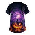 thumbnail image 3 of HaHaHappy Halloween Womens Scrubs Plus Size V Neck Spooky Pumpkin Face Printed Horror Scrub Shirts Funny Short Sleeve Scrub Tops Holiday Nursing Uniform Medical Workwear with Pockets Yellow 5XL, 3 of 4