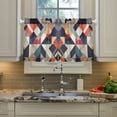 thumbnail image 2 of Yayeee Kitchen Curtains Tier Pair Light Filtering 27"x24" Rod Pocket Short Cafe Window Panel, Geometric Pattern, 2 of 7