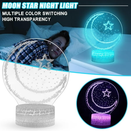 

Wepro DIY Lamp 7 LED Color Moon Star Night Light With Remote Home Table Decor