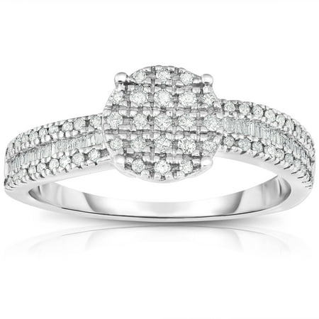 3/8 Carat T.W. Quad-Style Diamond Silver Engagement Ring with Single-Cut IJ I2-I3 Diamonds