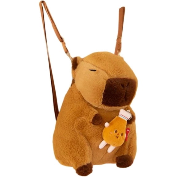Cute Capybara Plush Backpack, Soft Stuffed Animal School Bag, Kawaii Plush Purse for Kids Girls, Birthday Gift
