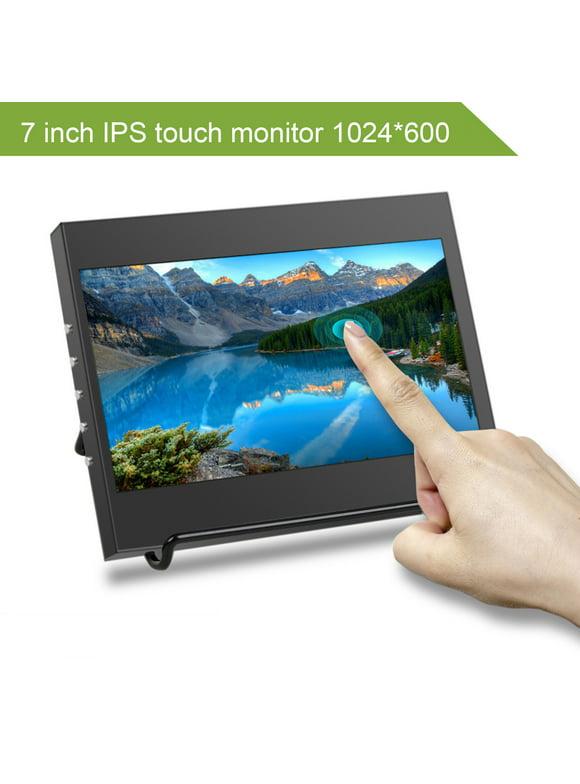 7-inch Display Monitor Universal High Resolution LCD Display Touch Control Wide Angle Screen Extension HDMI-compatible Portable Flat Panel Notebook Gaming Monitor PC Accessories,Black
