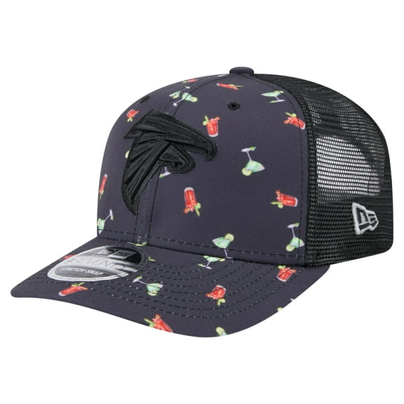 Men's-New Era Navy/Black Atlanta Falcons Adventure Drinks Pattern 9SEVENTY Stretch-Snap Hat
